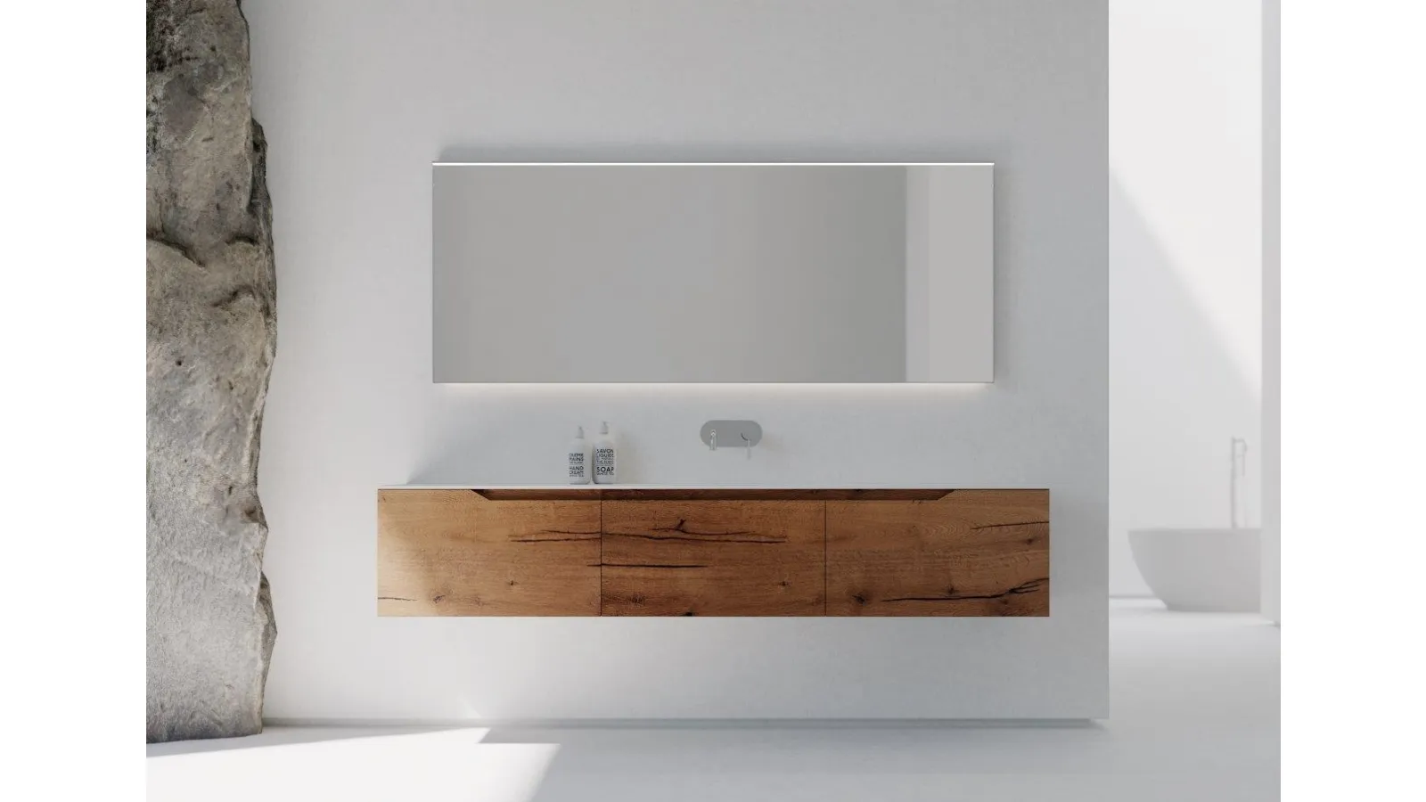 Mobile da bagno sospeso in legno Rustech RT11 di Arteba