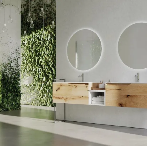 Mobile da bagno a terra in legno e metallo Rustech RT14 di Arteba