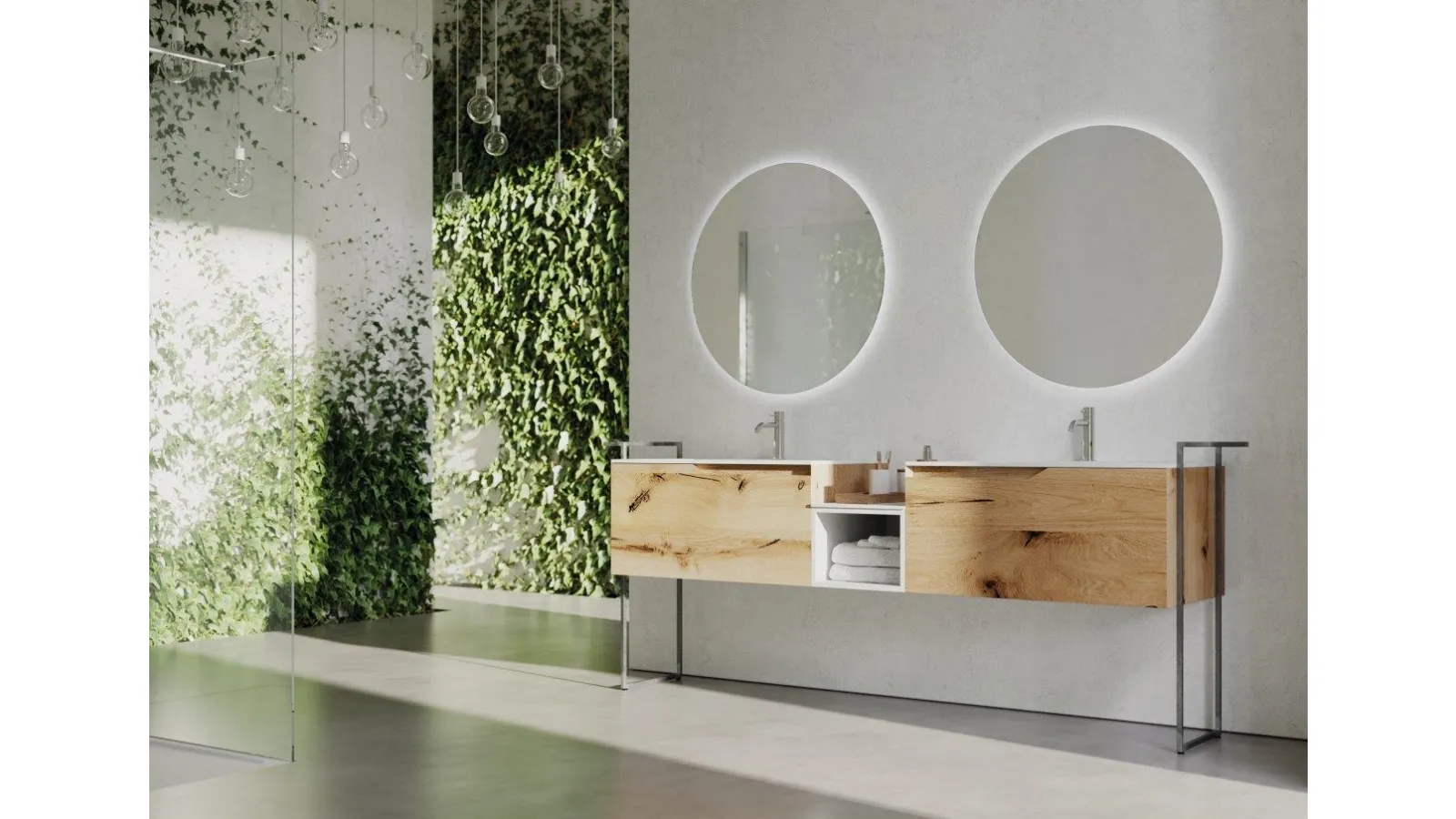 Mobile da bagno a terra in legno e metallo Rustech RT14 di Arteba