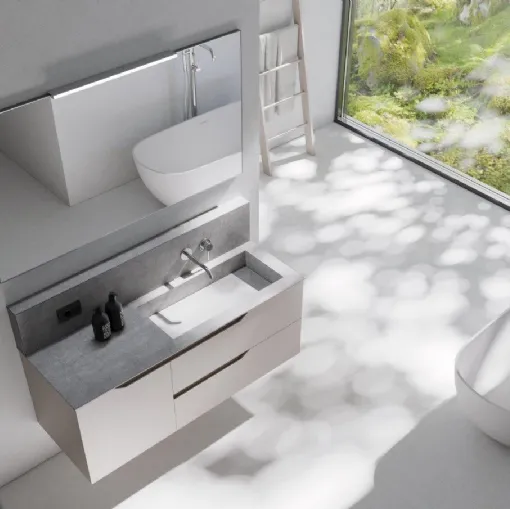 Mobile da bagno sospeso in laccato opaco Rustech RT19 di Arteba