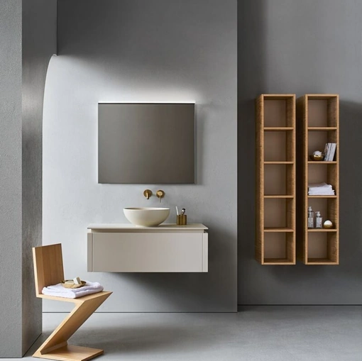 Mobile da Bagno Square 103 in laccato Bianco Sporco di Pirovano Bagni