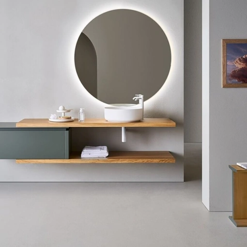 Mobile da Bagno Square 105 in laccato Grigio Verde e Rovere di Pirovano Bagni