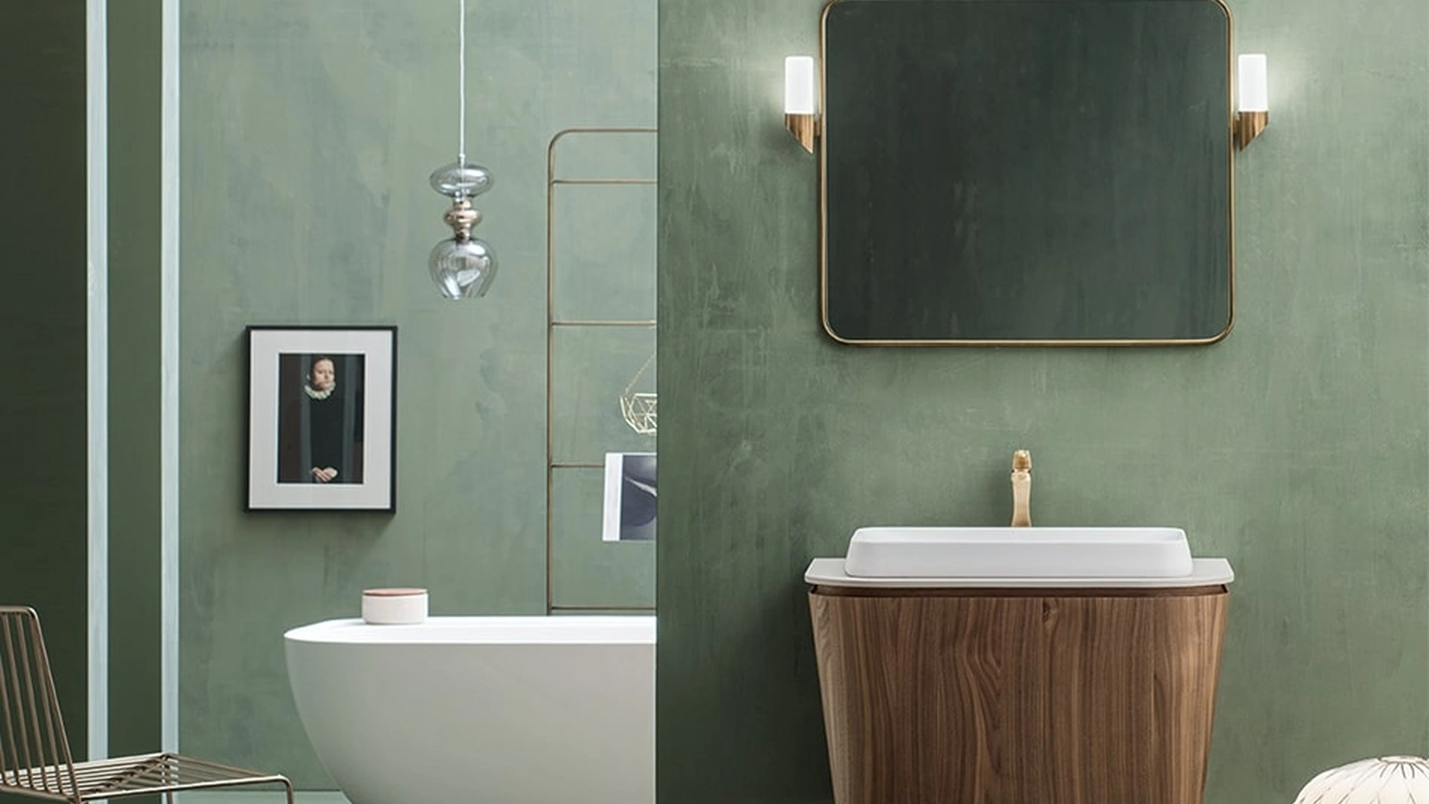 Mobile da Bagno sospeso Suede 02 in Noce Canaletto di Cerasa