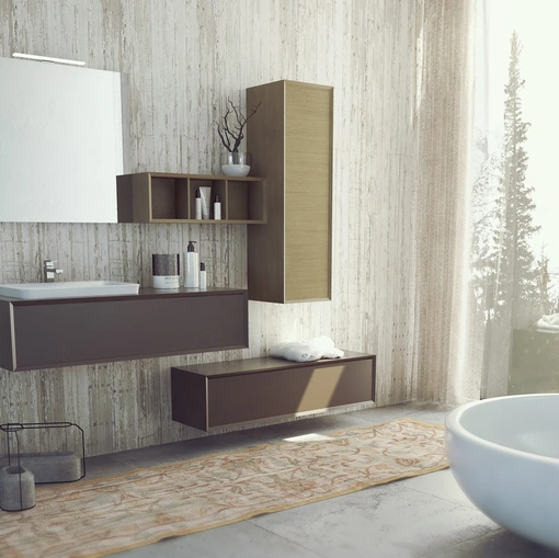 Mobile da bagno sospeso in laccato SuperNatural SN02 di Arteba
