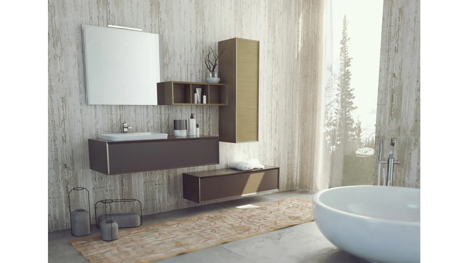 Mobile da bagno sospeso in laccato SuperNatural SN02 di Arteba