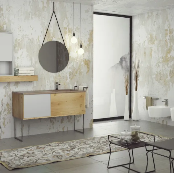 Mobile da bagno a terra in legno, laccato e metallo SuperNatural SN04 di Arteba