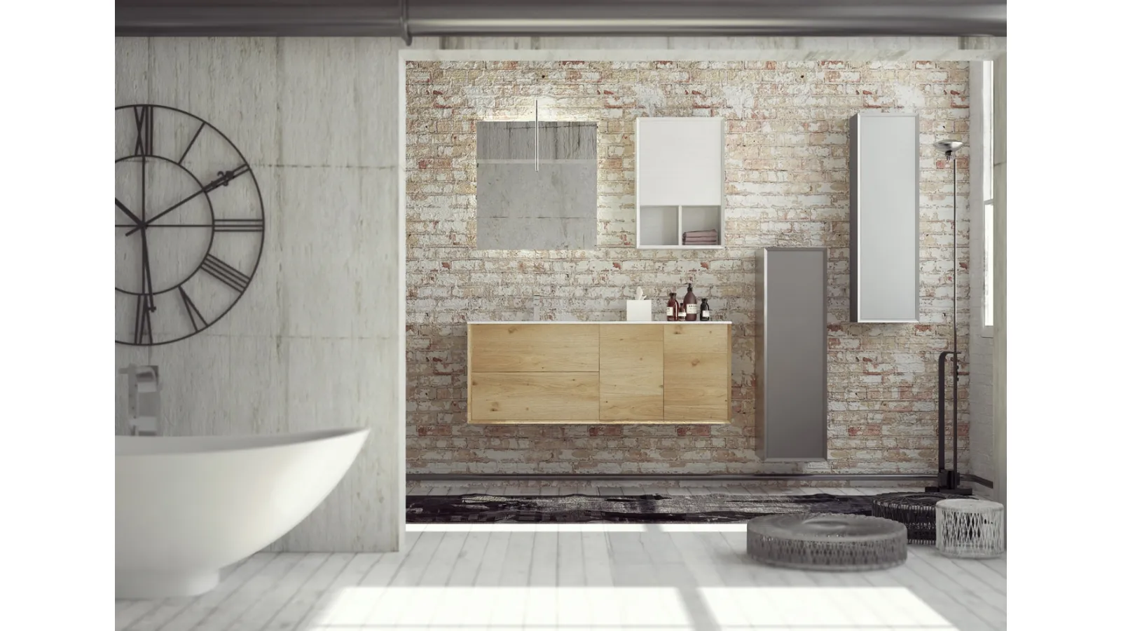 Mobile da bagno sospeso in legno SuperNatural SN05 di Arteba