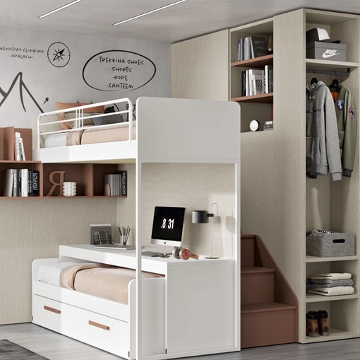 Cameretta 106 a soppalco con letto scorrevole di Ferrimobili