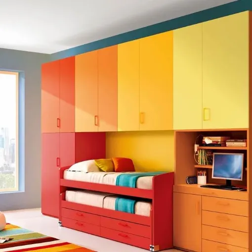 Cameretta 624 a ponte con secondo letto estraibile di Ferrimobili