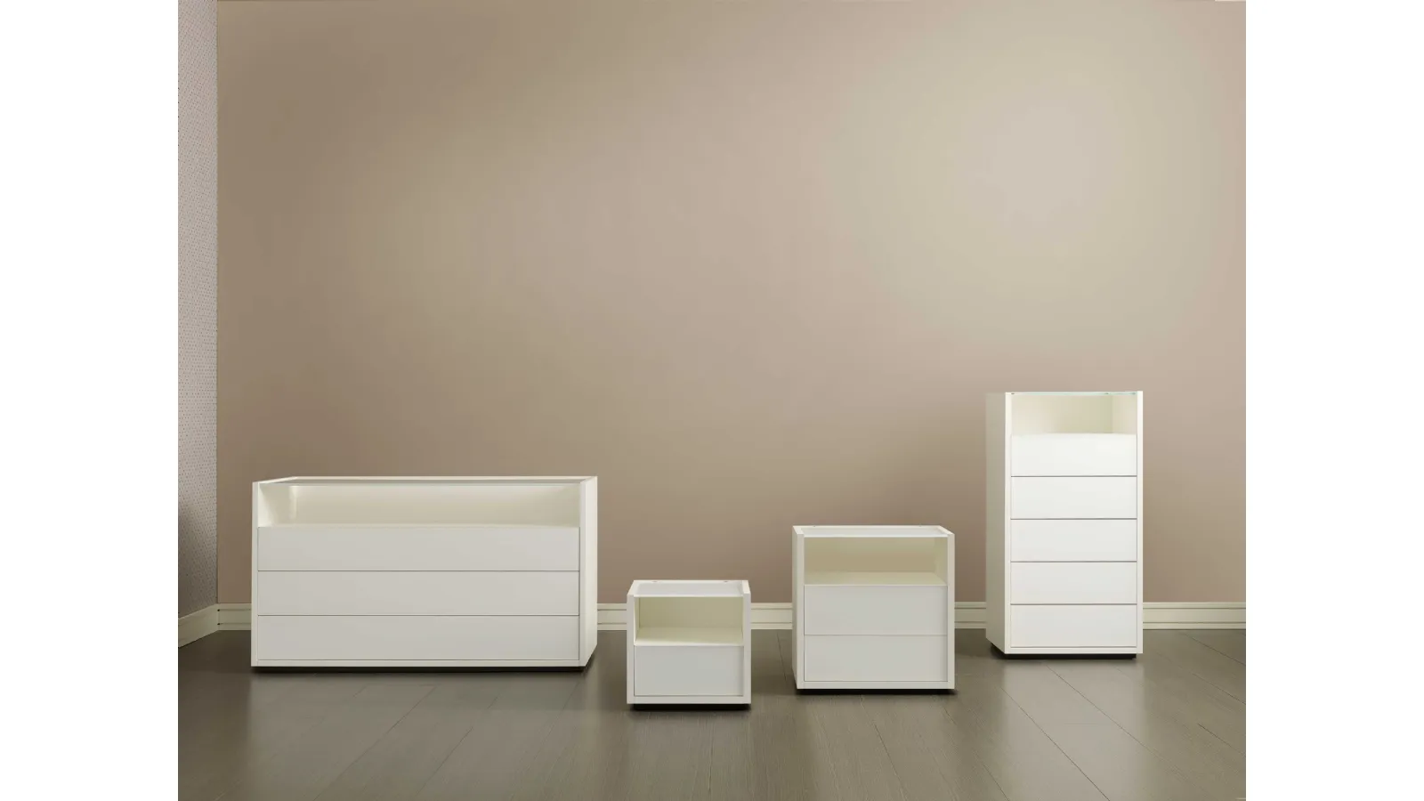 Gruppo Notte Eureka in laccato Bianco opaco di Estel