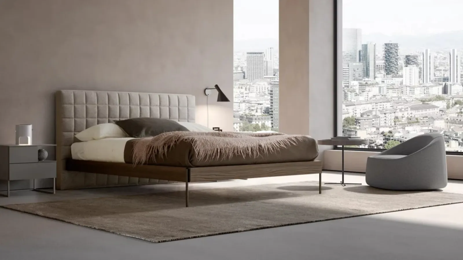 Letto matrimoniale con testiera Rubik di Adok