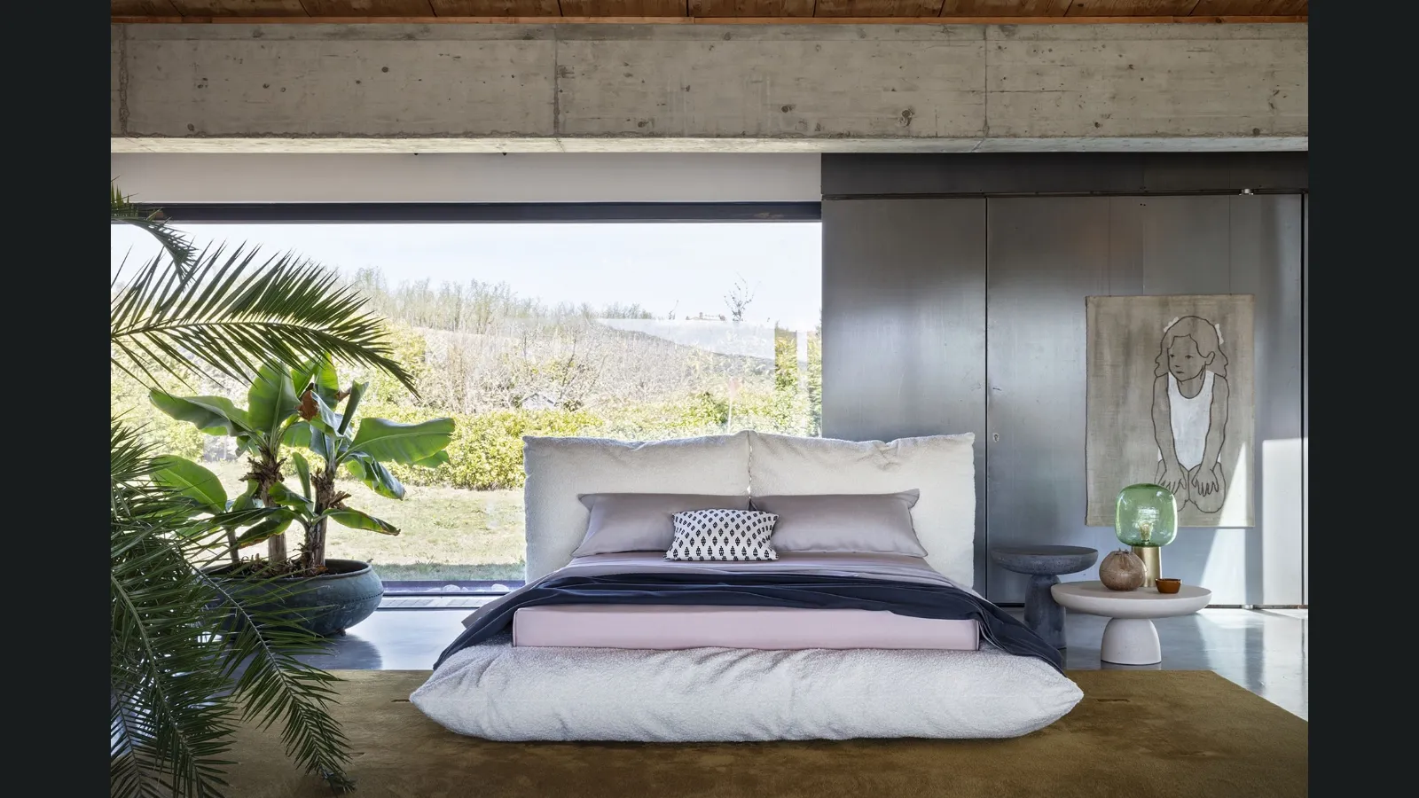 Letto in tessuto imbottito Alba di Mogg