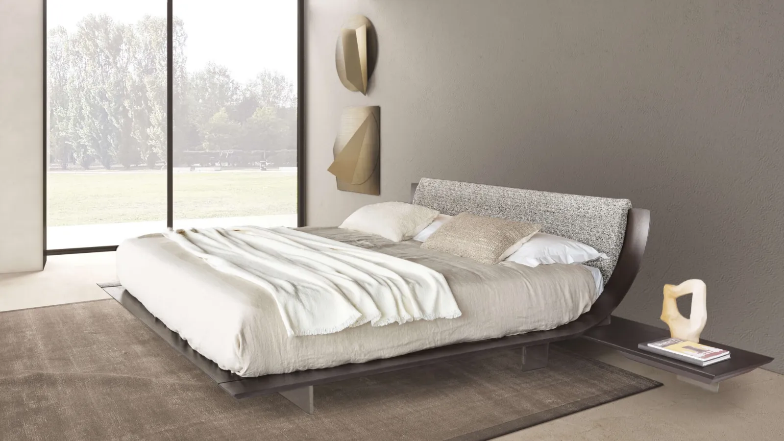 Letto Aqua Imbottito in essenza Rovere dark di Presotto