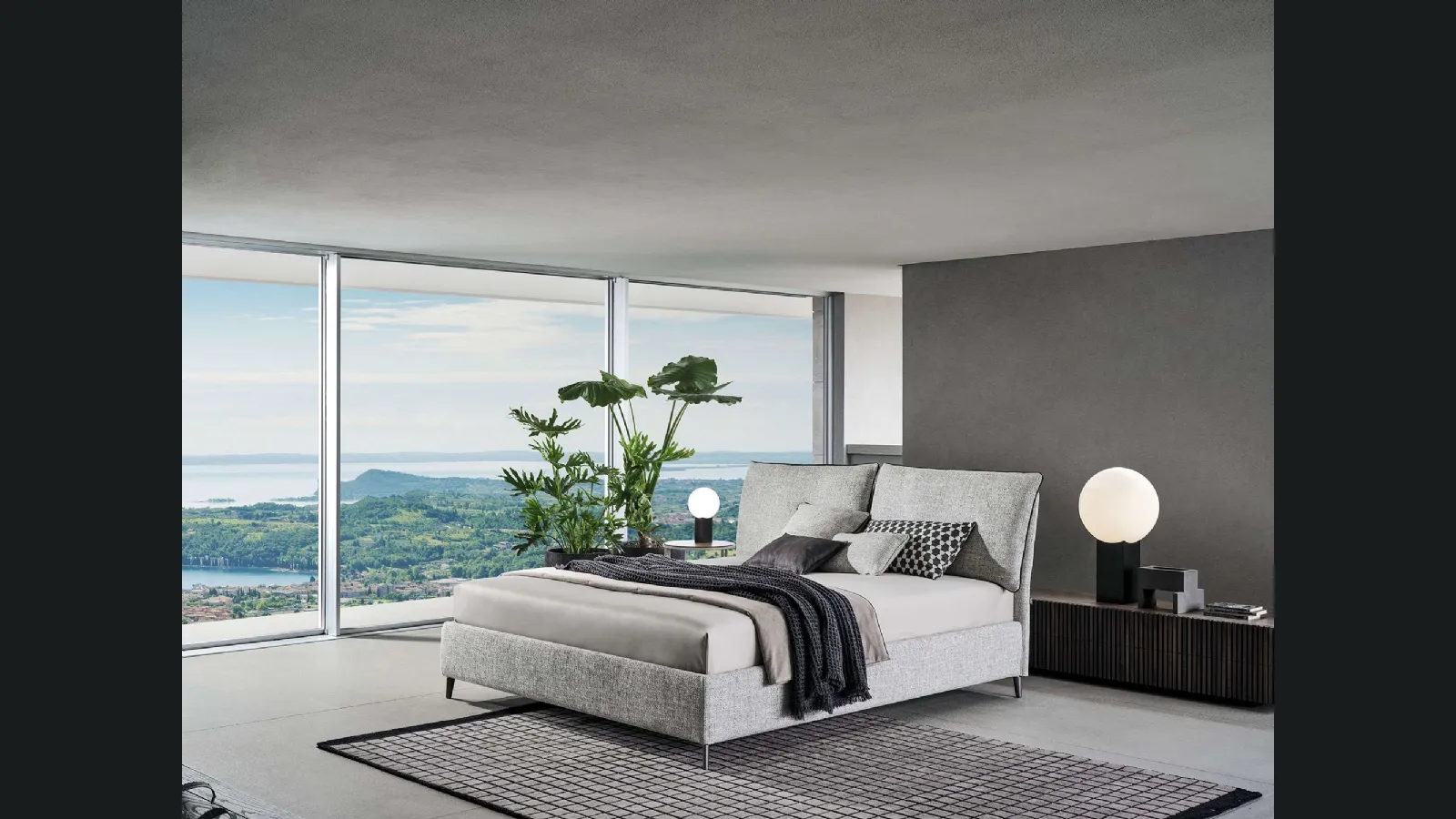 Letto in tessuto con testiera Blanca di Twils