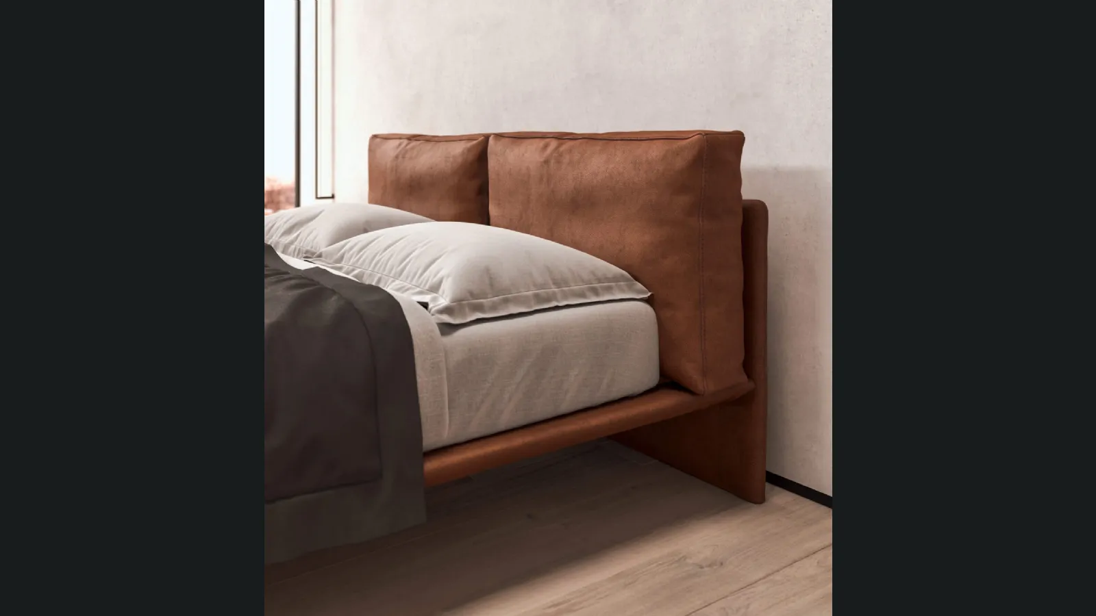 Letto Cali in pelle con testiera di Presotto