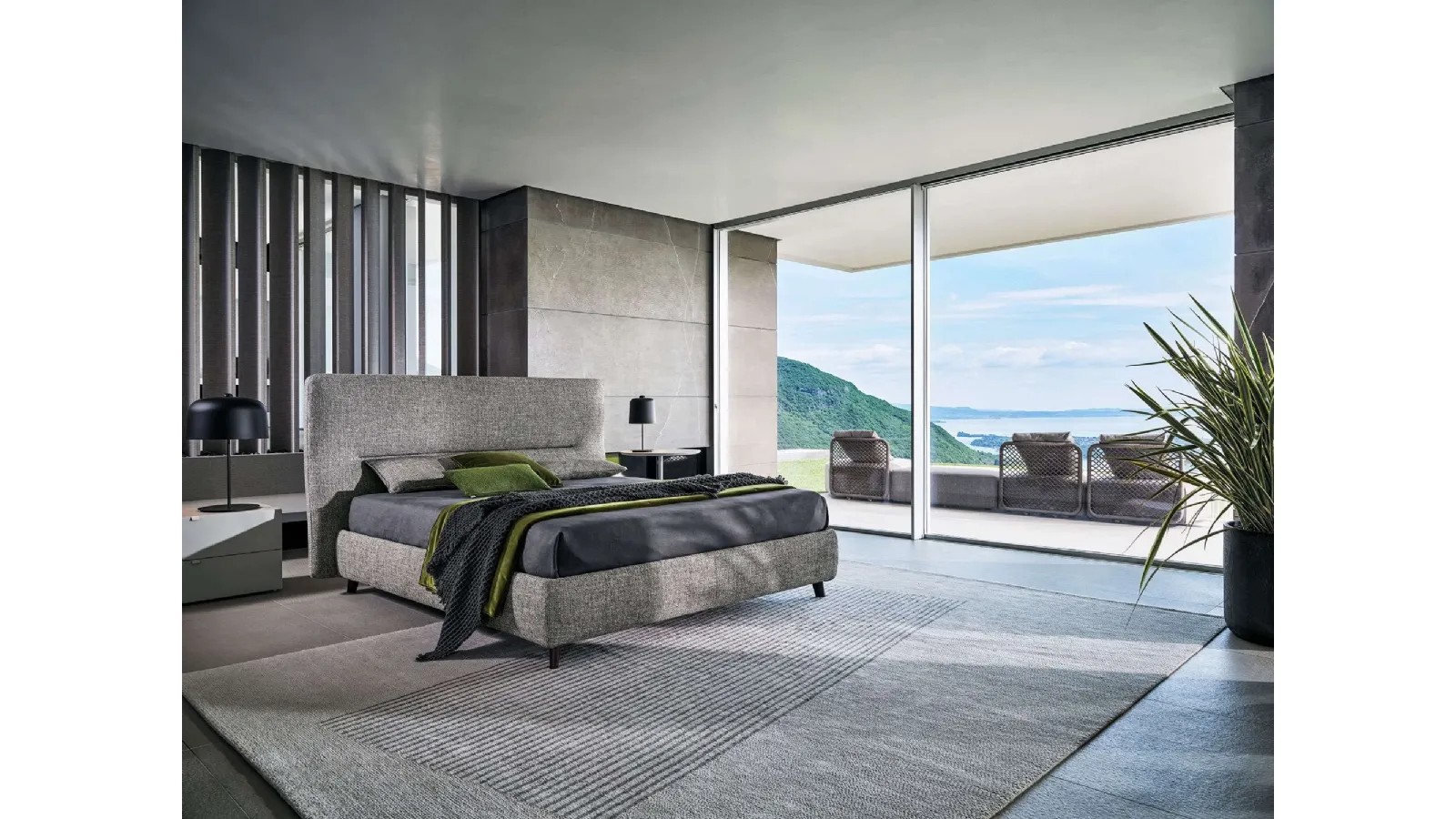 Letto in tessuto con testiera De-Light di Twils