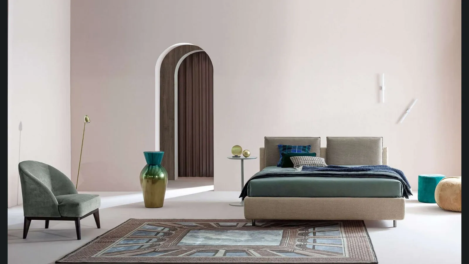 Letto matrimoniale in tessuto Frick di Twils