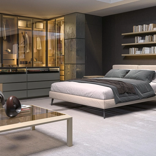 Letto con testiera in tessuto imbottito Ada di Fratelli Elli