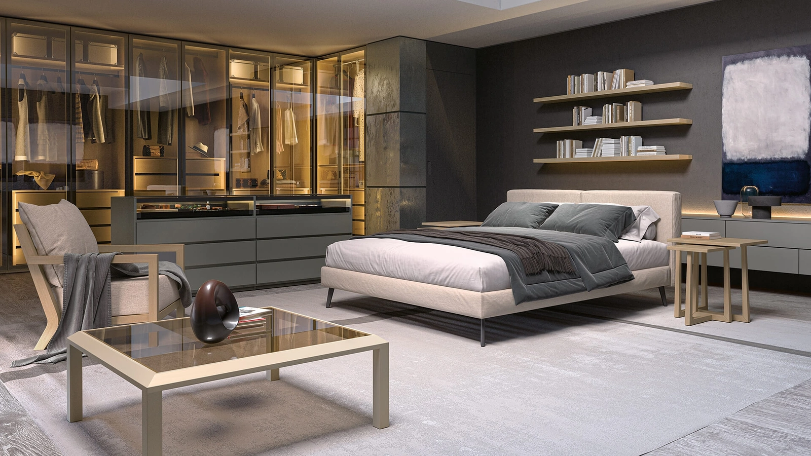 Letto con testiera in tessuto imbottito Ada di Fratelli Elli