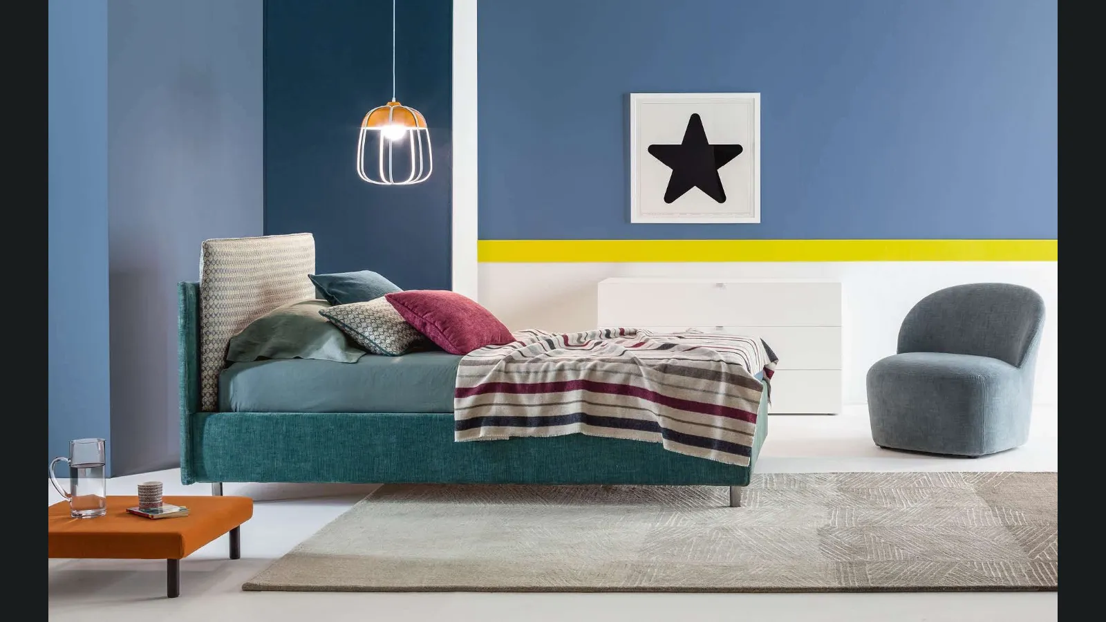 Letto Singolo in tessuto Frick di Twils