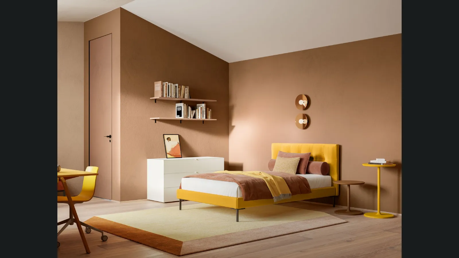 Letto Singolo in tessuto Max Capitonné di Twils