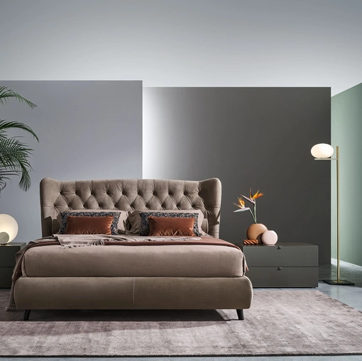 Letto con testiera in tessuto trapuntato Tommy di Twils