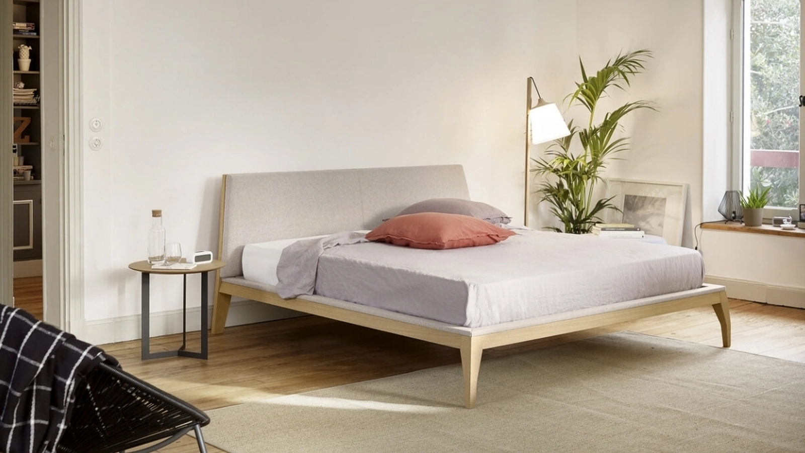 Letto Bel in Sega Oak e Melange di Treku