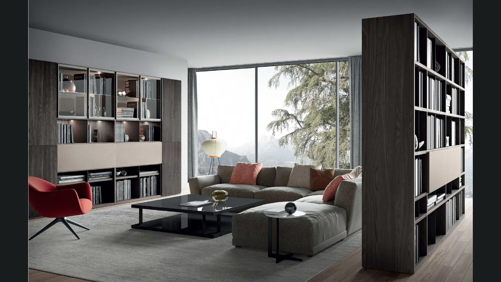 Libreria Mood 11 in legno e laccato di Astor Mobili