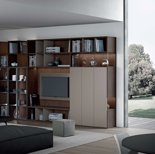 Libreria Mood 07 in legno e laccato di Astor Mobili