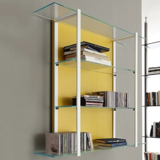 Libreria sospesa Icon 01 in metallo e vetro di Ponti Terenghi