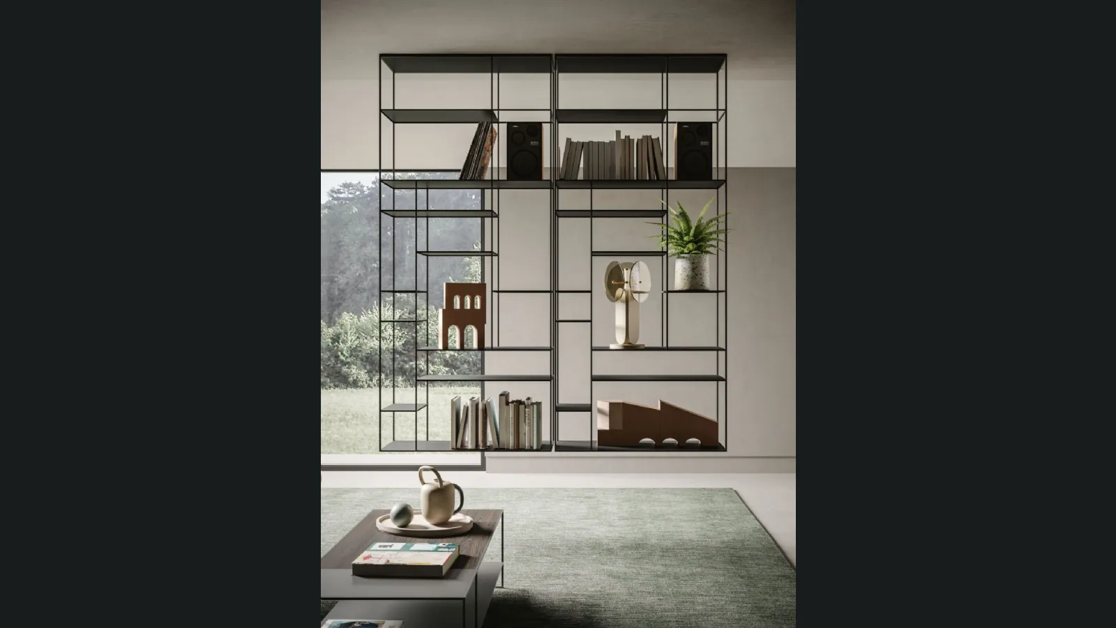 Libreria sospesa Levia Air di Ronda Design