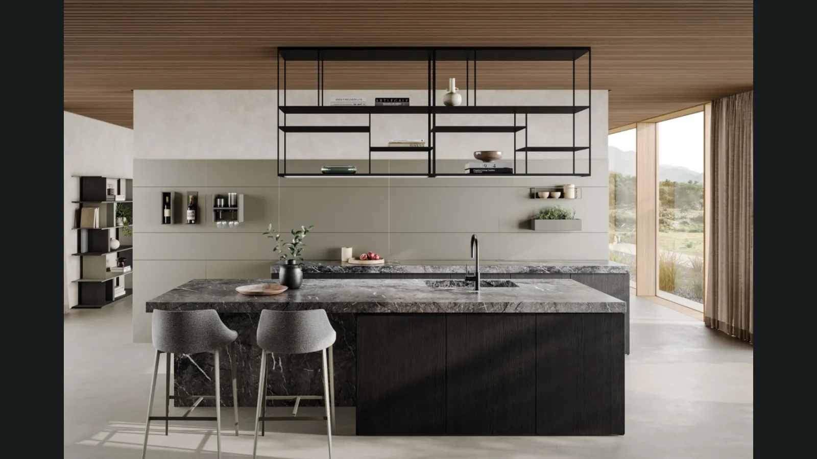 Libreria sospesa Levia Kitchen in metallo verniciato di Ronda Design