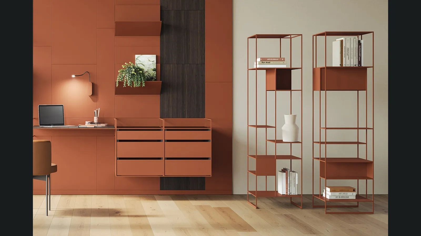 Libreria freestanding Levia Stand in metallo verniciato di Ronda Design