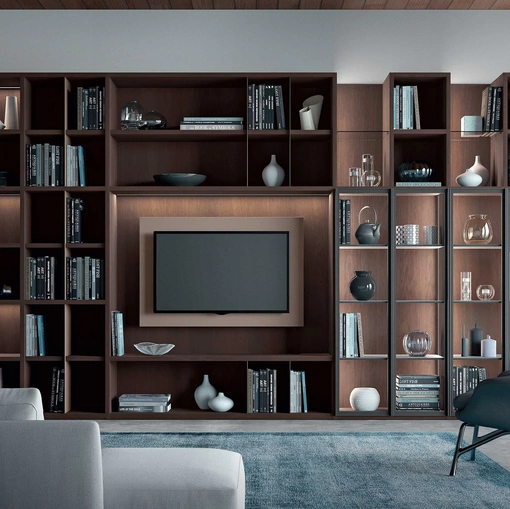 Libreria a muro Mood 01 in Rovere termotrattato di Astor Mobili