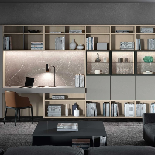 Libreria Mood 10 in legno e laccato di Astor Mobili