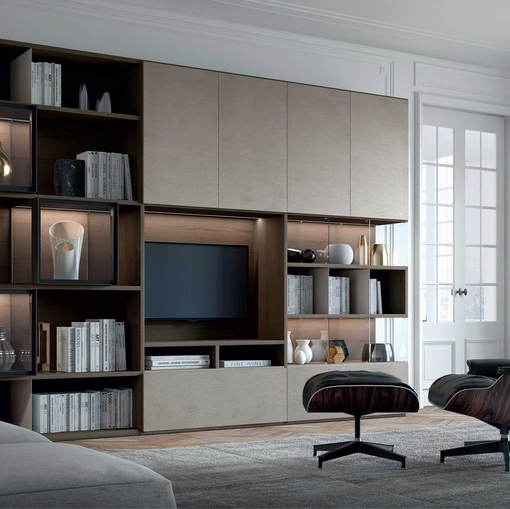 Libreria Mood 06 in finitura Rovere e Argilla di Astor Mobili