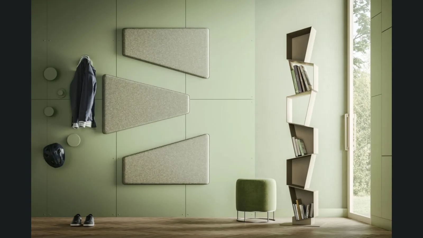 Libreria componibile Su formata da poligoni irregolari in metallo di Ronda Design