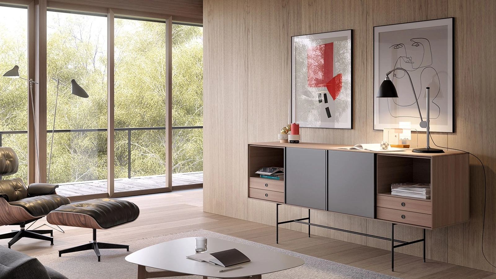 Madia Aura finitura Walnut e Safira di Treku