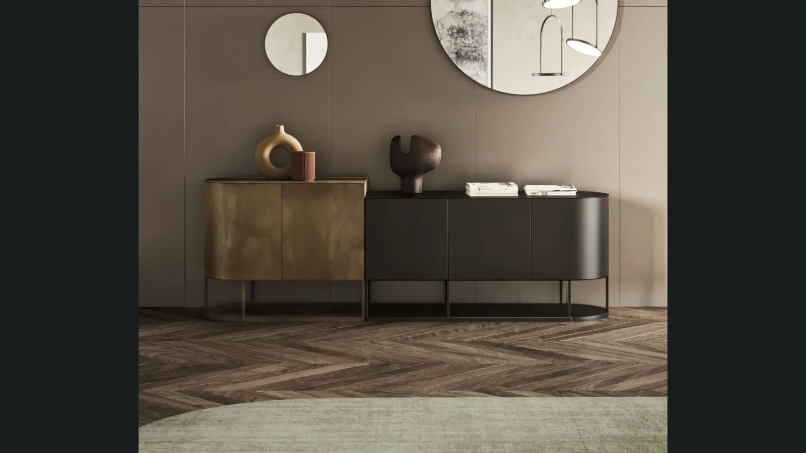 Madia Bikram in metallo e legno di Ronda Design