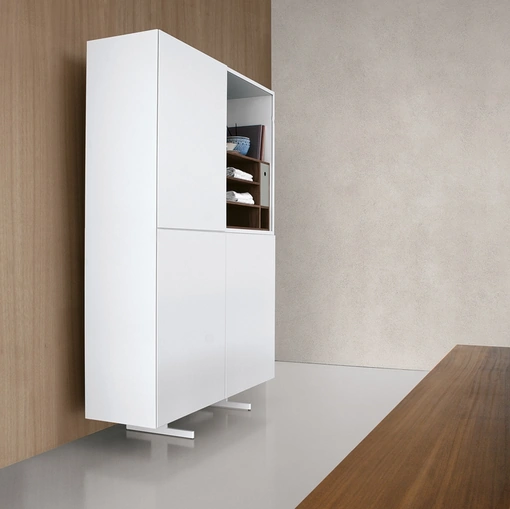 Madia Alta in vetro laccato bianco Monolith configurazione 06 di Extendo