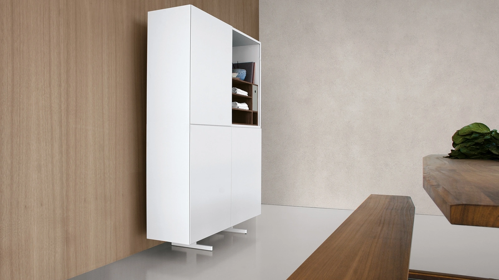 Madia Alta in vetro laccato bianco Monolith configurazione 06 di Extendo
