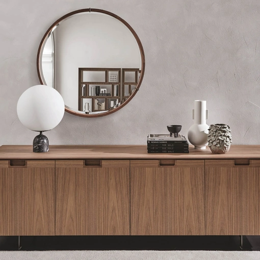 Madia con quattro ante battenti in legno con intarsio Matics 4 di Porada