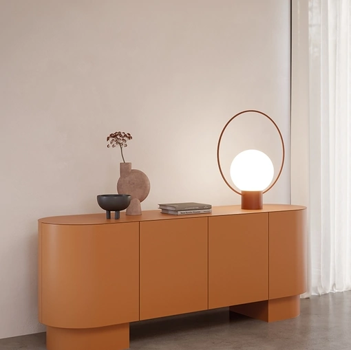 Madia Asteria in legno laccato con top e piedi in metallo di Ronda Design