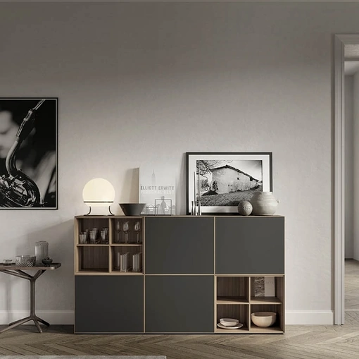 Madia Lauki finitura Walnut e laccato Grafite di Treku