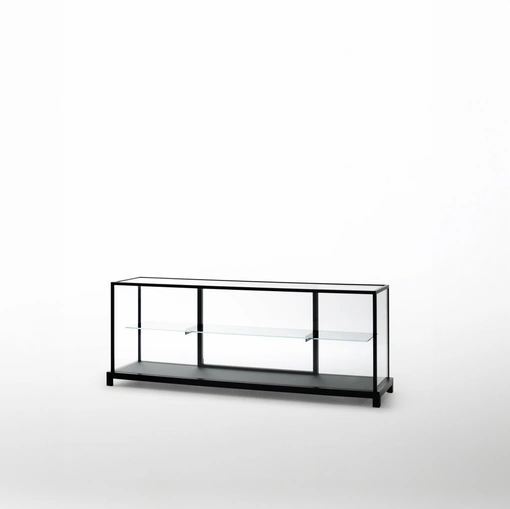 Madia Wunderkammer in cristallo con struttura in alluminio di Glas Italia