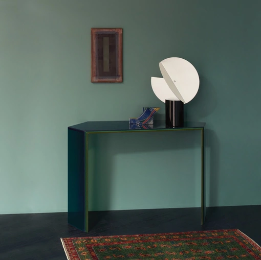 Mobile ingresso Bisel in cristallo con pellicola colorata di Glas Italia