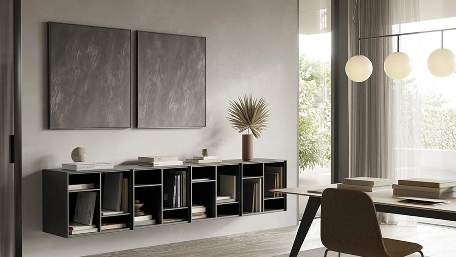 Mobile sospeso Lauki in finitura Kai Black di Treku