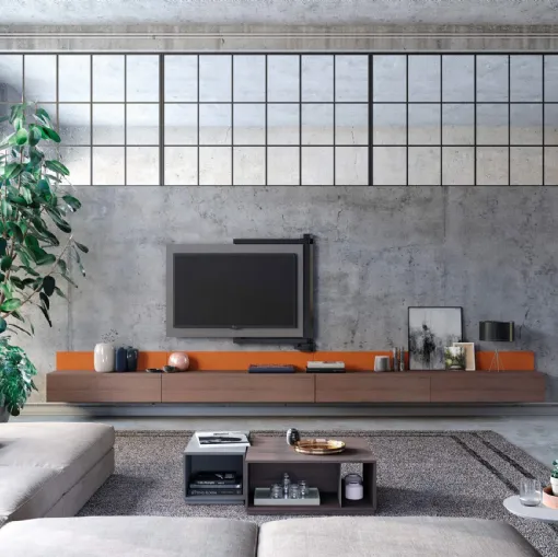 Mobile sospeso Skyline Industrial Style in Rovere tabacco di Astor Mobili