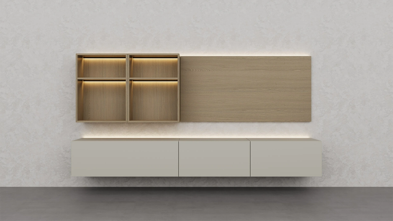 Parete Attrezzata Climb Laccato Creta di Fratelli Elli