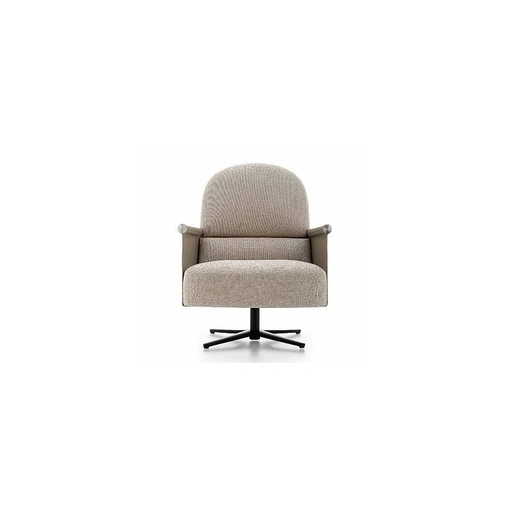 Poltroncina in tessuto con braccioli in cuoio Beyl di Ditre Italia